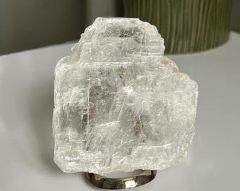 Clear Selenite Slice, True Selenite Plate, Natural Crystal Slab, Polished Selenite Sheet, Raw Energy Stone