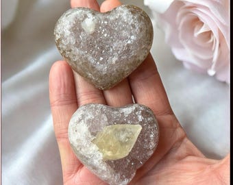 Rainbow Amethyst Heart Crystal, Polished Healing Stone, Purple Gemstone Heart for Chakra Balance, Reiki, Crystal Gifts, Spiritual Decor