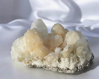 Apophyllite Crystal Cluster, Peach and White Apophyllite, Intuition Crystal, Meditation Stone, Spiritual Gift, Crown Chakra, 213g