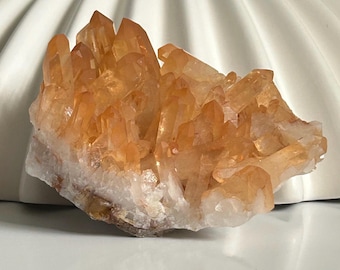 Tangerine Crystal Cluster Brazil, Natural Orange Quartz, Raw Crystal Mineral, Collectors Stone, Unique Home Decor Gift
