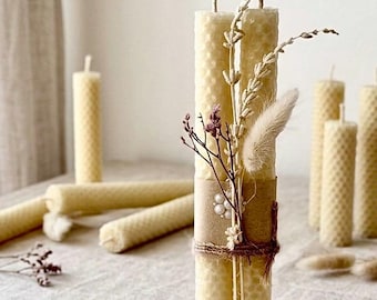 Natural Beeswax Candle Set: Honeycomb Meditation Candles, Mandala Art Card (Gift Box)