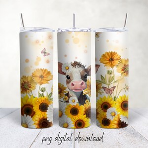 Brown and White Baby Cow-20 oz Sublimation Tumbler Design - PNG Digital Download
