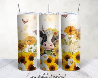 Black and White Baby Cow-20 oz Sublimation Tumbler Design - PNG Digital Download