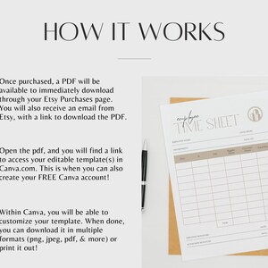 Employee Time Sheet Editable Template - Canva Digital Download Employee ...