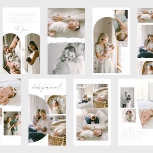 Newborn Photographer Instagram Stories Templates for Canva - Social Media Marketing for Photographers - Newborn Photography Digital Template image 3