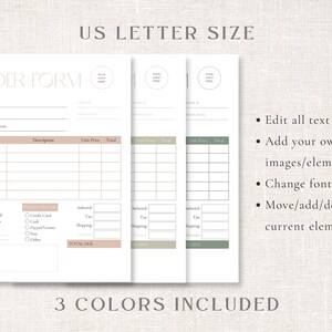 Custom Order Form Template Purchase Order Form Template - Etsy