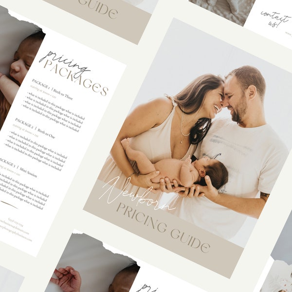 Sunny — Canva Newborn Photography Pricing List, Photography Pricing Guide Template, Photographer Pricing Magazine Editable Template