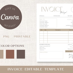 Invoice Template Editable and Printable - Canva Invoice Template - Invoice Log for Business - Modern Invoice Template - Sales Invoice Form