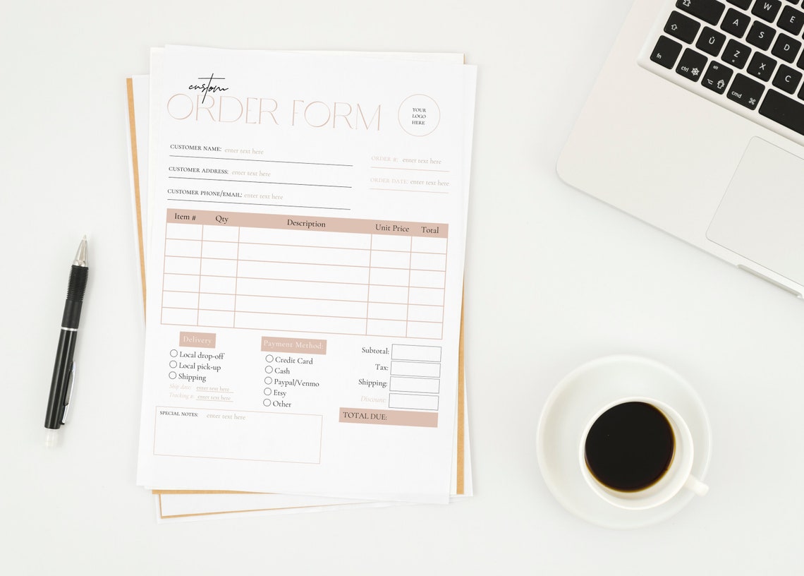 Custom Order Form Template Purchase Order Form Template Editable Order ...