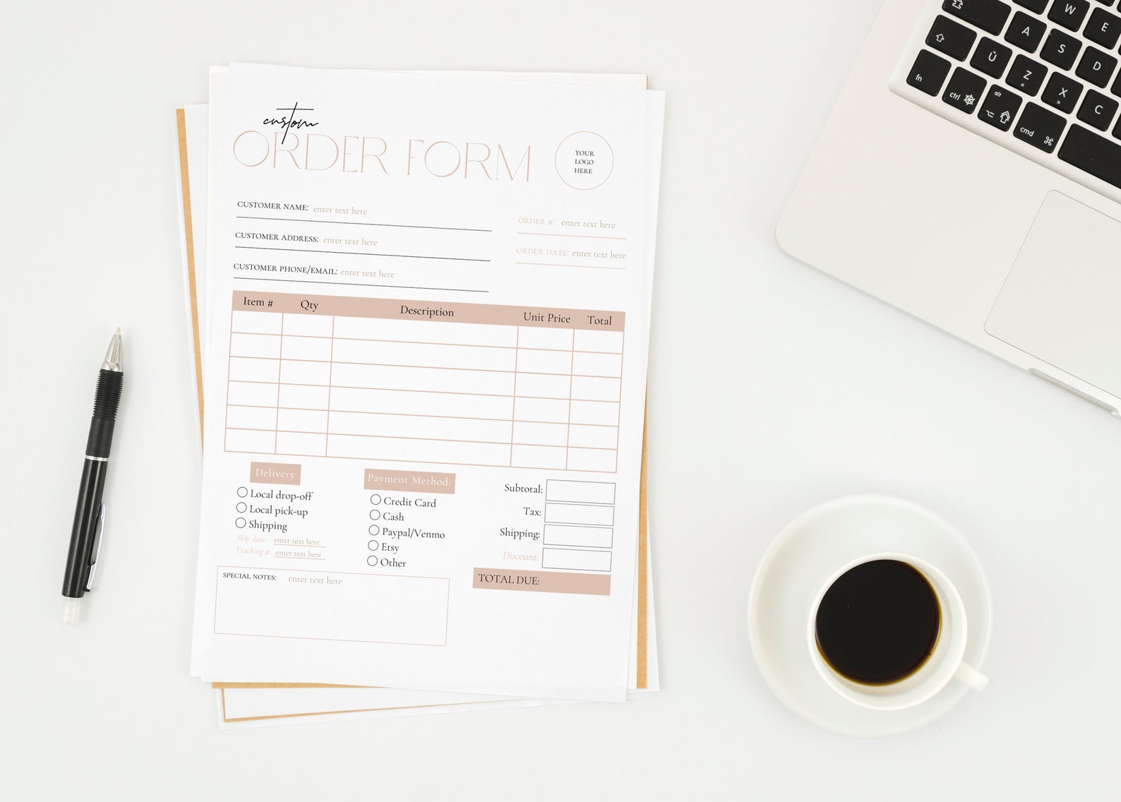 Custom Order Form Template Purchase Order Form Template Editable Order ...