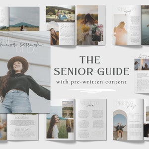 Maeve - CANVA Senior Session Magazine  - Pre-Written Senior Guide Template with Copy for Photographers - Editable Client Guide with Content