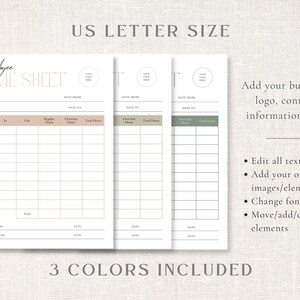 Employee Time Sheet Editable Template - Canva Digital Download Employee ...