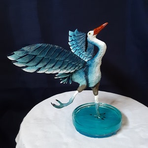 Original Great Blue Heron bird on ice resin sculpture