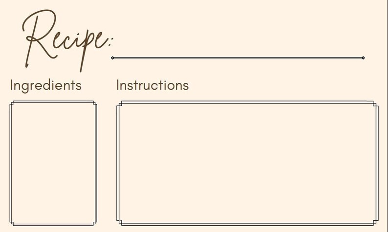 Minimalist Recipe Card Printable - Etsy