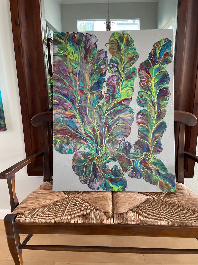 Very Large Modern Abstract Huge 36 X 48 X 1.75 Acrylic Liquid Art