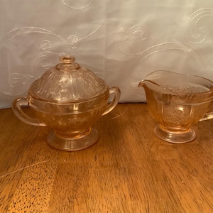 Cabbage Rose Creamer and Sugar Set