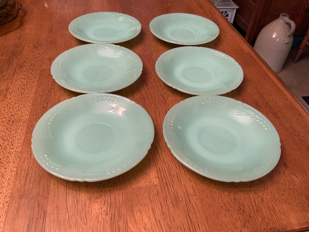 Jadeite Sheaves of Wheat Saucers Etsy