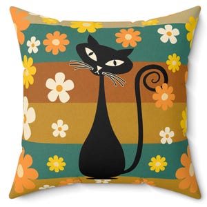 Retro kattblommig kudde: Atomic MCM Home Decor