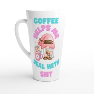 Gnome coffee mug, large coffee, tall coffee, chai tea, oversized, latte, ceramic 17oz mug