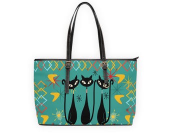 Borsa a tracolla Atomic Cat, borsa tote moderna di metà secolo, borsa a mano MCM retrò