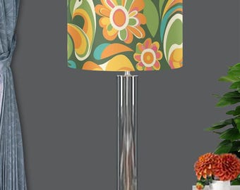 Groovy flowers retro Lampshade( New style), desk office home decor, 60s 70s vintage inspired, housewarming gift, lamp cover