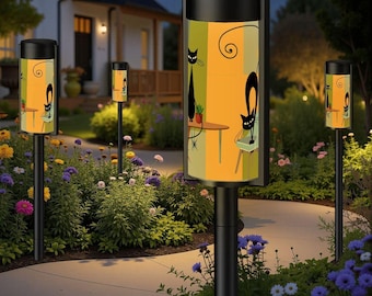 Outdoor Solar Lights Atomic cat Mid Century Modern garden lights