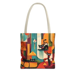 Atomic Cat Art Tragetasche: Buntes MCM Design Bild 4