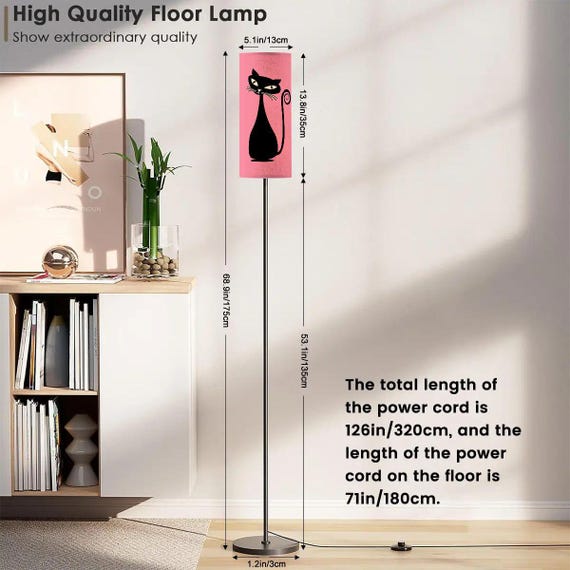 Pink Atomic Cat Floor Lamp: Mid Century Modern 50s Style (made in