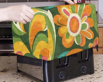 Retro Flower Power Toaster Cover, 60s 70s Kitchen Decor