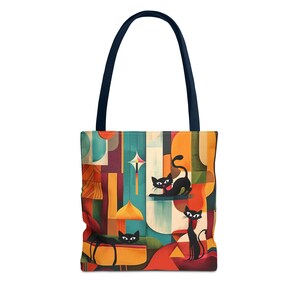 Atomic Cat Art Tragetasche: Buntes MCM Design Bild 5