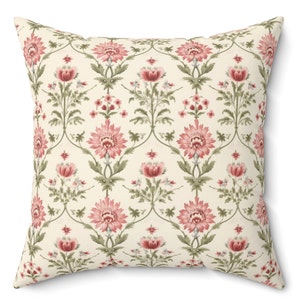 Victorian Vintage floral  Square Pillow, retro pillow, living room or bedroom scatter throw cushion