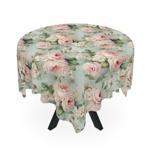 Vintage inspired Shabby Chic Pink Roses and Delicate small Blooms Tablecloth