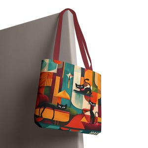 Atomic Cat Art Tragetasche: Buntes MCM Design Bild 9