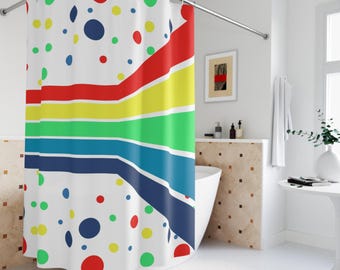Colorful Polka Dot Shower Curtain: Modern Bathroom Decor
