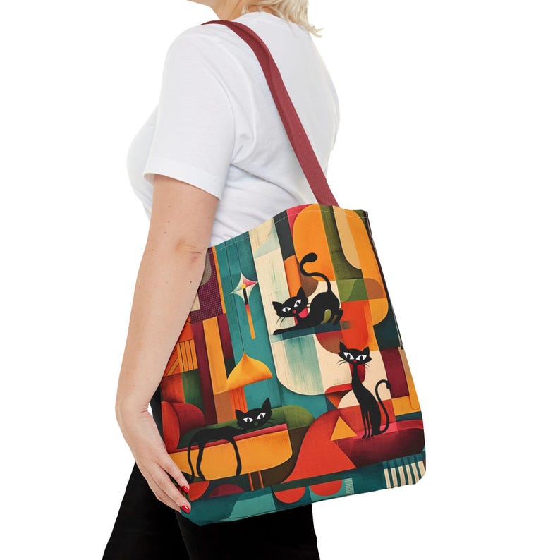 Atomic Cat Art Tragetasche: Buntes MCM Design Bild 8