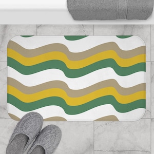 Boho Wave Pattern Bath Mat | Modern Bathroom Decor, Home Wellness, Stylish Shower Accessory, Gift for Her, Vibrant Floor Mat