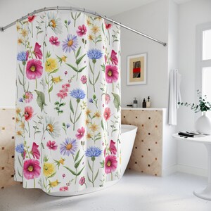 Wildflower Symphony Shower Curtain, floral bathroom, flower garden, flower bath decor, new home gift, cute shower curtains