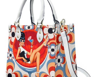Retro Cocktail Handbag: Groovy Mid-Mod Shoulder Bag