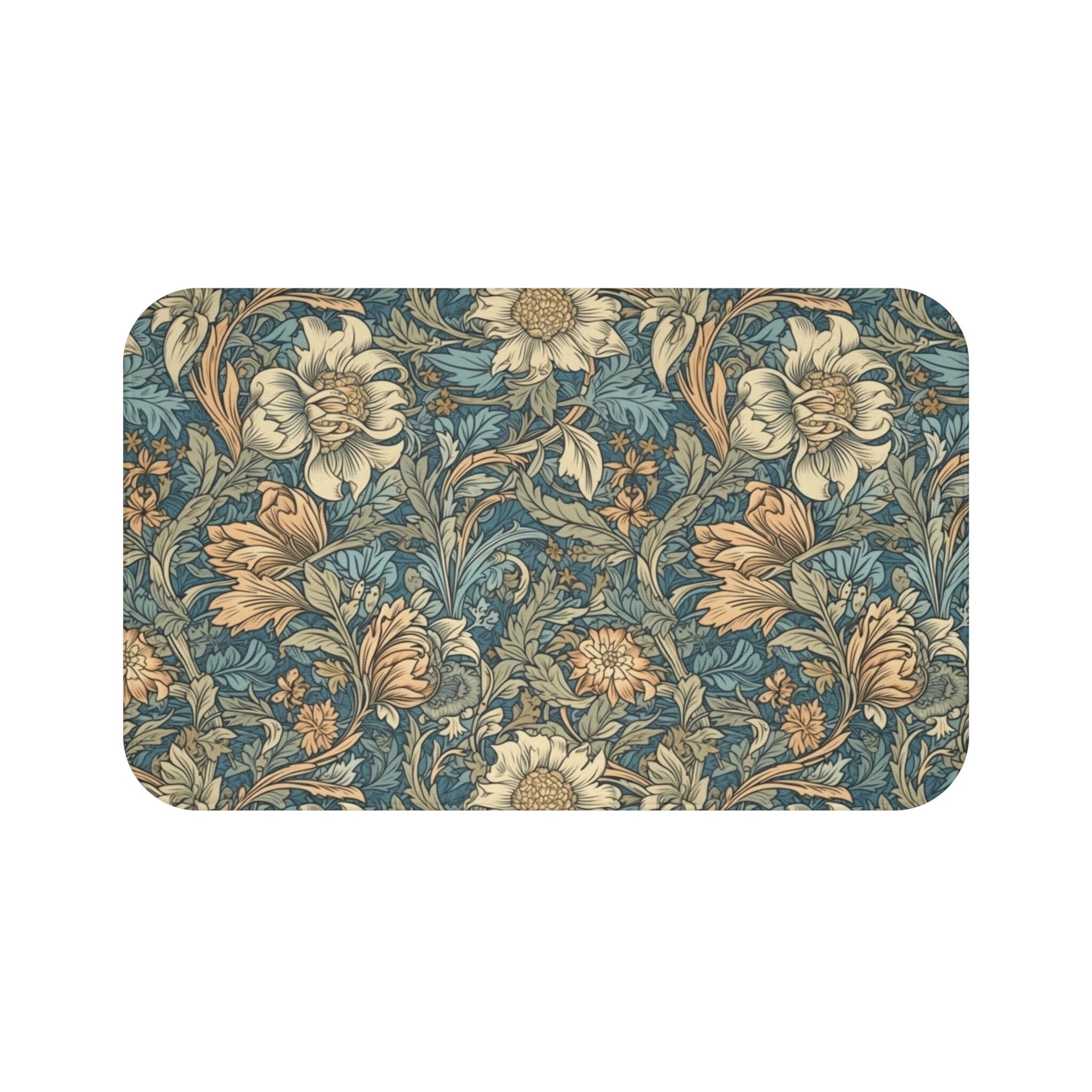 William Morris Inspired Retro Vintage Bath Mat, Botanical Bathroom ...