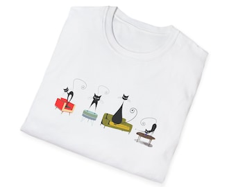 Atomic Cat T-Shirt: Mid Century Modern 50s 60s Style