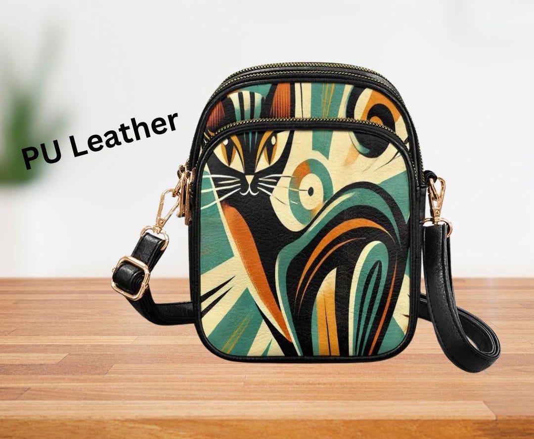 Atomic Cat PU Leather Crossbody Bag: Retro MCM Travel Purse - Etsy