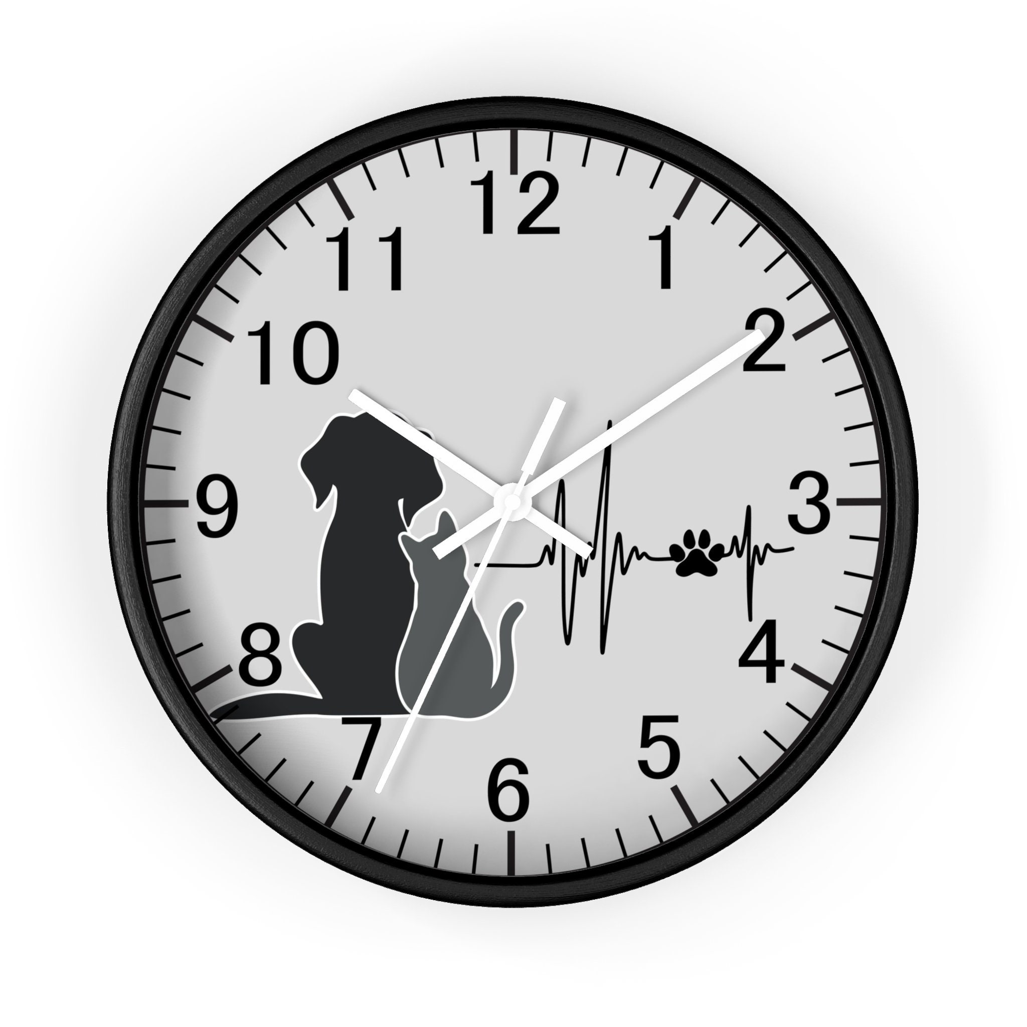 Cat and Dog Silhouette Wall Clock, Cute Pet Wall Clock, Pet Owner Gift