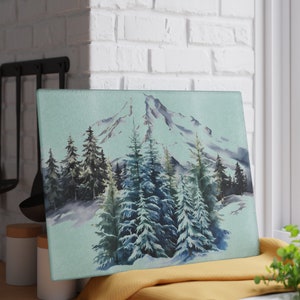 Mountain pine trees Glass Cutting Board, tempered glass, kitchen accessories, nature inspired chopping board