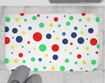 Colorful Dotted Bath Mat: Memory Foam Non-Slip Bathroom Rug
