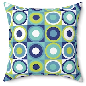 Vintage Vibes: Blue and Green Retro Pattern Pillow - Timeless Elegance for Your Space, modern vintage