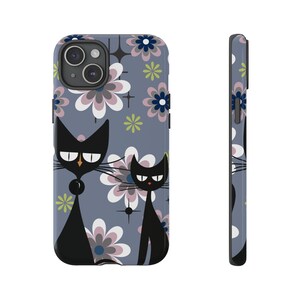 Atomic Cat Phone Case - Cute & Tough, Pet Lover Gift, Floral, Cat Mom Accessory, Unique Phone Cover, Mid Century Modern, kitschy 50s 60s
