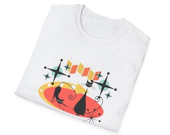 Atomic Cats T-Shirt, Mid Century Modern Style, Retro Design