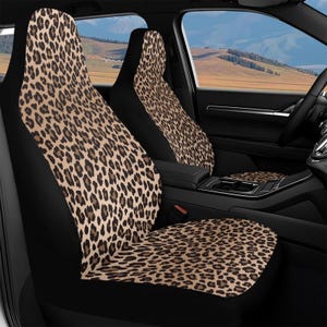 Gray Leopard Print Car Seat Covers Full Set – Cute Animal Car Accessories
