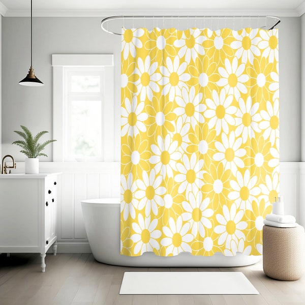 Daisy Fabric Shower Curtain With Attached Valance - Polyester, 70" X 72", Multi-Color 3 thumbnail image