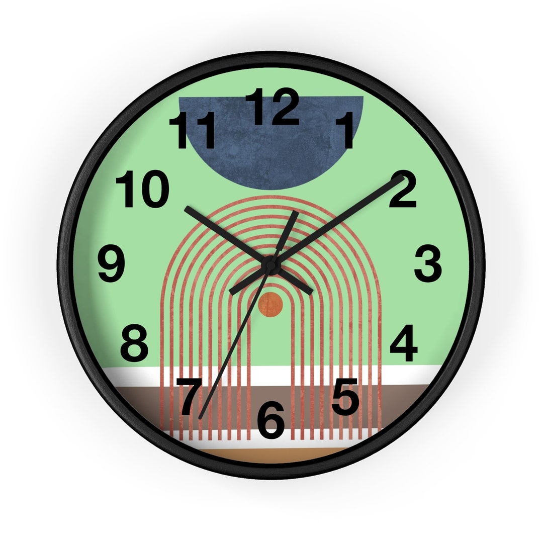 Mid Century Modern Wall Clock Cute Wall Clock Round Wooden Etsy